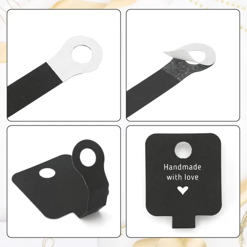 Vista 3 de joycraft 100 tarjetas autoadhesivas para pulseras, hechas a mano con tarjetas en blanco de amor, embalaje de joyería para vender, tarjetas colgantes
