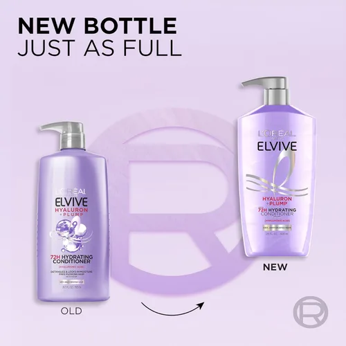 Vista 5 de L'Oreal Paris Elvive Hyaluron Plump - Acondicionador hidratante para cabello deshidratado y seco infundido con complejo de cuidado de ácido