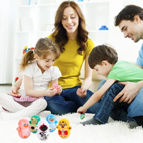 Vista 6 de 60 piezas de mini juguetes de animales para niños, muñecos de juguete de equilibrio, lindos juguetes de animal de auto-equilibrio Roly-Poly
