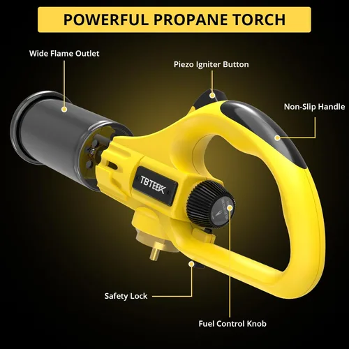 Vista 3 de TBTEEK Antorcha potente de propano, antorcha de cocina para parrilla sous vide con llama ajustable, antorcha de carbón con bloqueo de seguridad