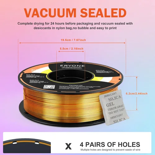 Vista 242 de ERYONE Filamento de ácido poliláctico (PLA) de seda para impresora 3D, de 1.75 mm +/- 0.03 mm, carrete de 1 kg (2.2 libras), verde esmeralda seda