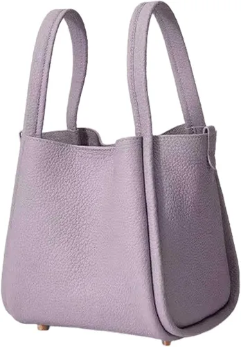 Vista 7 de Bolso de Lujo de Diseño Clásico para Mujer, Bolso de Mano de Cuero Suave, Bolso de Moda Multifuncional Tipo Cubo, Elegante Bolso de Mano