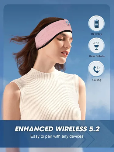 Vista 4 de Auriculares para dormir, inalámbricos, diadema Bluetooth, cómoda máscara de ojos para dormir, diadema deportiva, accesorios tecnológicos, regalos