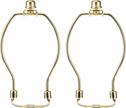 Vista 16 de Arpa de lámpara corta, kit de soporte de pantalla pequeña de níquel de 6 pulgadas con remate y base de sillín desmontable, ligero, paquete de 2