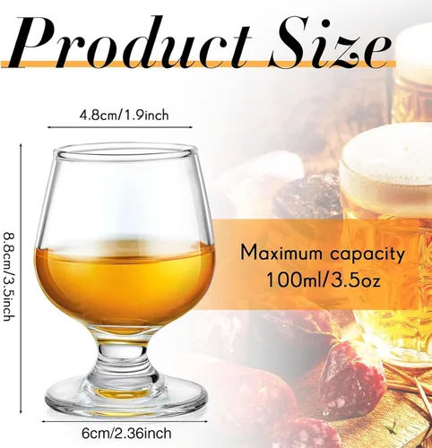 Vista 2 de Qunclay 24 piezas de vasos de chupito, lindo snifter de coñac, pequeño snifter de brandy para degustación de brandy, vasos de Oporto para whisky