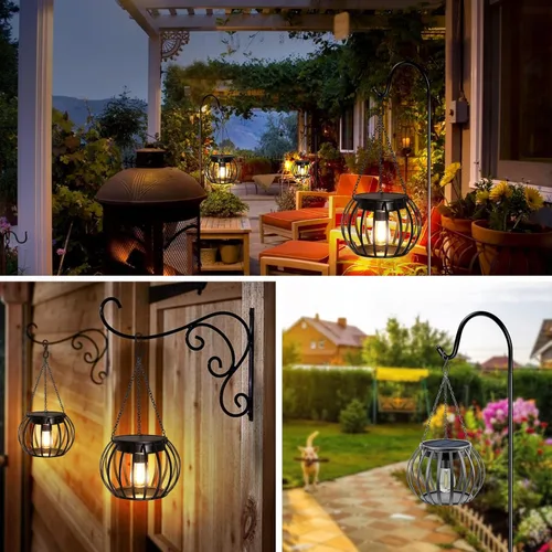 Vista 7 de UBright Luces solares para exteriores, farol solar colgante mejorado, impermeable, luces decorativas para jardín, patio, camino