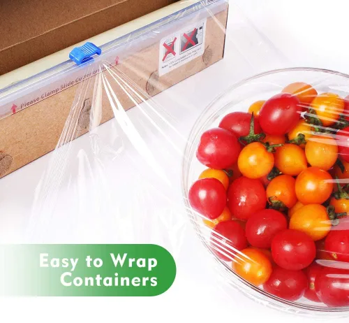 Vista 6 de Rollo de película alimentaria de ácido poliláctico biodegradable para cocina, 100% compostable, con cortador deslizante - 258 pies cuadrados