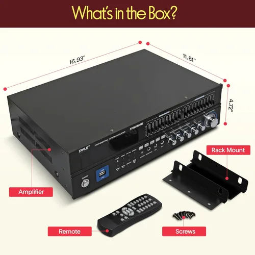 Vista 7 de Pyle - Amplificador híbrido Bluetooth para el hogar - Receptor de amplificador de potencia estéreo de montaje en rack de 6 canales, 2000 W