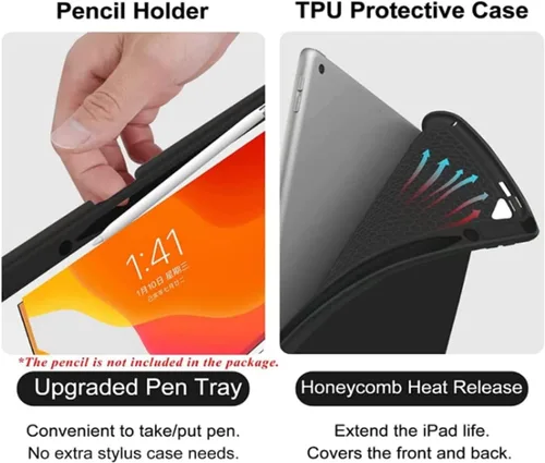 Vista 4 de Funda de teclado retroiluminada para iPad de 9.7 pulgadas 2018 (6ª generación) / iPad 2017 (5ª generación) / iPad Air 2/1, teclado inalámbrico Negro