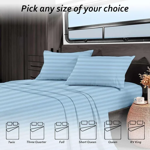 Vista 23 de Juego de sábanas para autocaravana tamaño individual (39 x 75) – 100% algodón egipcio, suave y refrescante, sábana bajera de 16 pulgadas