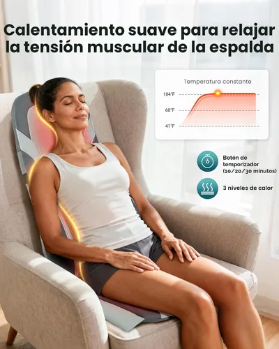 Vista 4 de Snailax Shiatsu - Masajeador de espalda con calor, almohadilla para silla