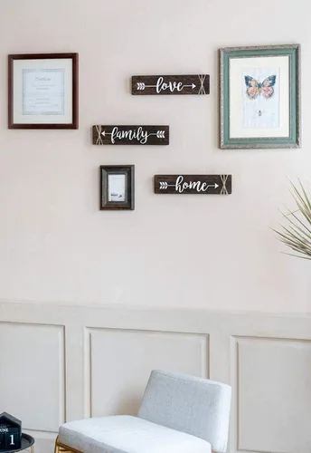 Vista 3 de Dahey 3 piezas de decoración de pared de granja, letrero de madera con flecha, decoración de amor y familia, decoración rústica para pared, entrada