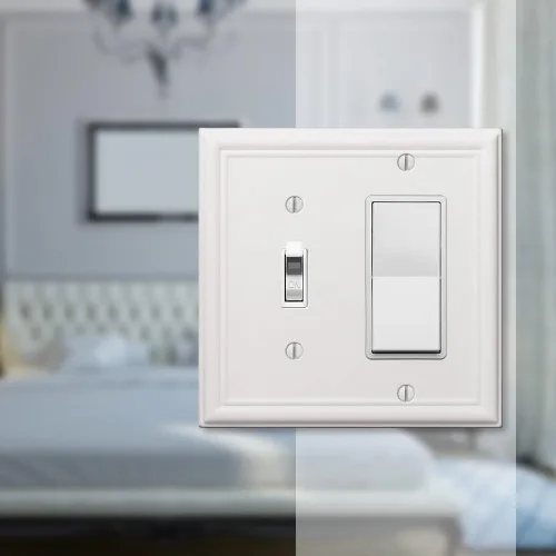 Vista 2 de Amerelle 149TRW Chelsea - Placa de pared, 1 palanca / 1 balancín, acero, blanco, paquete de 1