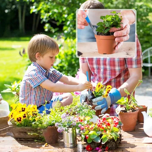 Vista 4 de Mini herramientas de jardinería, 3 piezas de herramientas de acero inoxidable para suculentas, pala, rastrillo de pala, pala de mano de 2