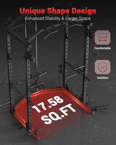 Vista 9 de GarveeLife Power Cage, Multi-Functional Power Racks for Home Gym with Cable Crossover System, 1600 LBS Weight Capacity Fitness Squat Rack for