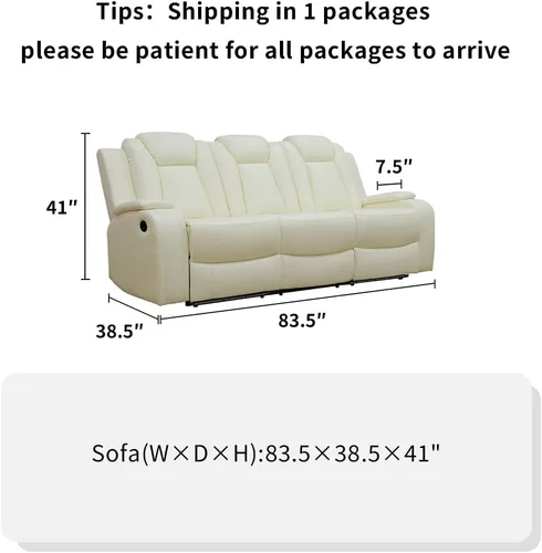 Vista 12 de Juego de muebles de sala de estar, juego de sofá reclinable eléctrico con luz LED, sofá de cuero negro y 2 sillas, modernos juegos reclinables