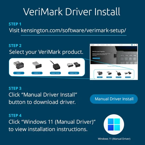 Vista 6 de Kensington VeriMark Lector de Huellas Digitales USB de Escritorio - Windows Hello, Escáner de Huellas Digitales Windows 11 para PC, FIDO U2F, FIDO2