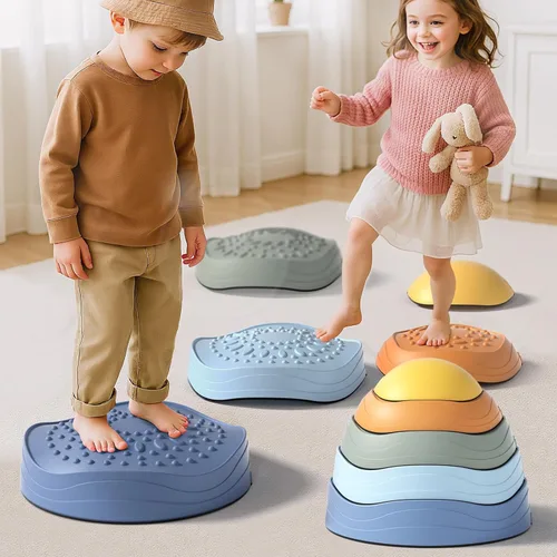 Vista 7 de Lehoo Castle Stepping Stones for Kids, Non-Slip Toddler Stepping Stones, Indoor & Outdoor Sensory Toys for Toddlers 1-3, Balance Board Obstacle