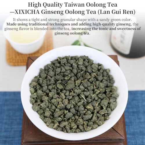 Vista 3 de XIXICHA Té de ginseng Oolong Té de hoja suelta Taiwán Ginseng Té Ren Shen Gaoshan Ulong Té de alta montaña Oolong Natural suave y dulce sabor