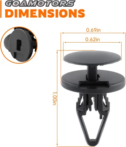 Vista 5 de GoaMotors 30 piezas 17/64" (6.5mm) Retenes de Rejilla de Capó Parachoques Pasadores Revestimiento de Guardabarros Remache Tipo Empuje Clips Retén