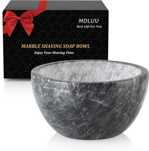 MDLUU Cuenco de jabón de afeitar de mármol, cuenco de jabón de afeitar y crema de 4.7 pulgadas, cuenco de piedra de mármol natural, mantiene la