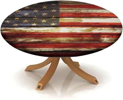 Vista 71 de Mantel redondo ajustable con borde elástico floral azul, mantel con borde elástico de estilo floral pastoral, almohadilla de mesa de poliéster