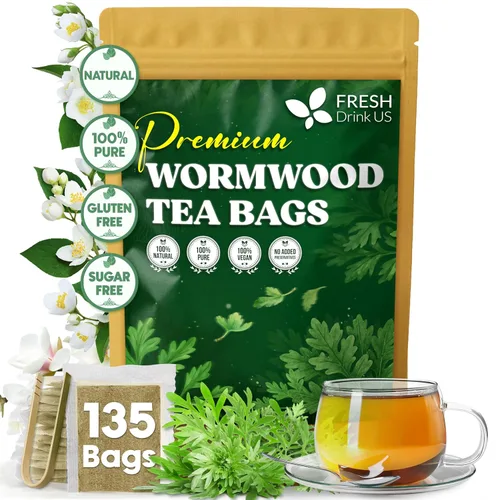 Vista 759 de FreshDrinkUS, 135 bolsas de té de jengibre y cúrcuma premium, ingredientes 100% naturales, mezcla hecha a mano de té de hierbas de cúrcuma