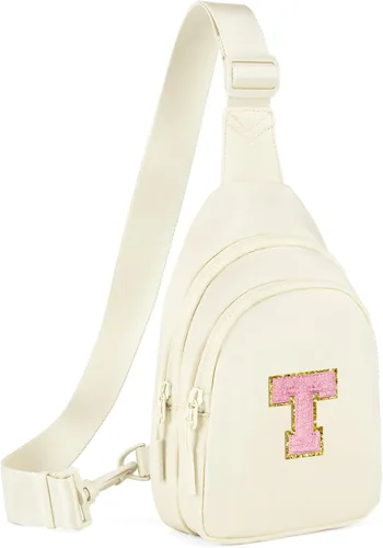 Vista 48 de Viverte Pequeña bolsa con inicial para niñas y mujeres, bonita cangurera cruzada de regalo