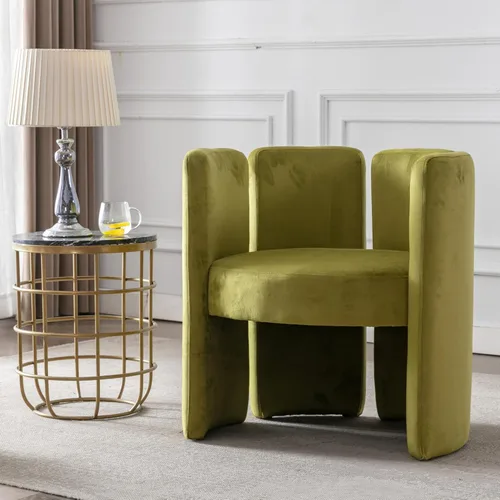 Vista 12 de Sillas decorativas modernas de terciopelo, bonitas sillas de lectura de barril, silla lateral tapizada para sala de estar, comedor, área