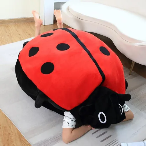 Vista 2 de Big Bug Ladybug - Almohada de felpa decorativa extraíble de gran tamaño (39.4 pulgadas, rojo)