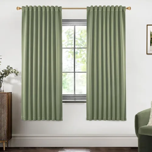 Vista 81 de SHINELAND Cortinas opacas de 102 pulgadas para sala de estar, cortinas opacas con pestaña trasera de 102 pulgadas de largo para dormitorio
