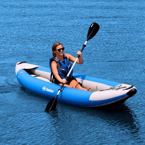Vista 2 de SOLSTICE Flare - Bote inflable de pesca para 1 a 2 personas para adultos y niños de 12 pies 6 pulgadas x 37 pulgadas 2 asientos de cubo ajustables