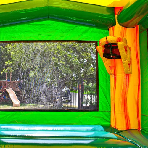 Vista 4 de JumpOrange Casa de rebote de Amazon River de 13 x 13 x 16 pies con soplador y aro de baloncesto; vinilo de PVC de grado comercial de 15 onzas