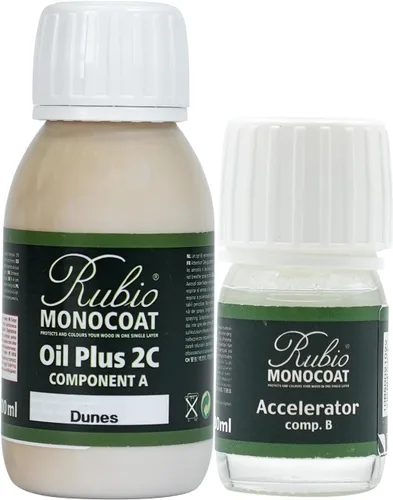 Vista 210 de Rubio Monocoat Tinte y Acabado para Madera 650 pies² - Blanco 5% Oil Plus 2C Secado Rápido, Aceite para Madera de Linaza Ecológico para Uso