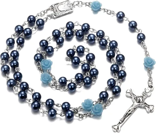 Vista 2 de SZQCZB Rosary Beads Catholic Necklace