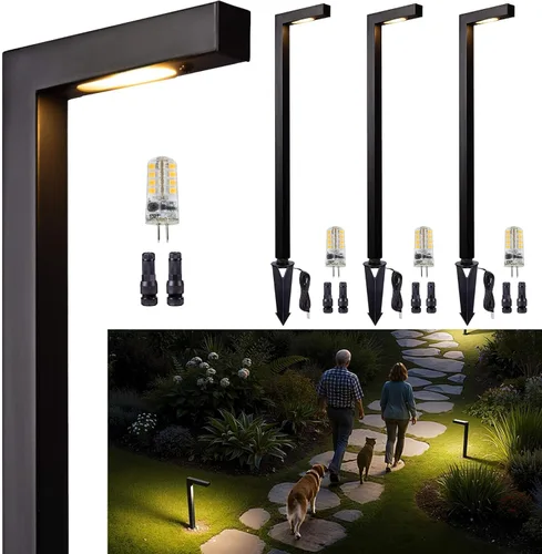 Vista 11 de Gardenreet Luces de camino de paisaje de latón, luces de camino de bajo voltaje de 12 V con cable, luces de jardín al aire libre LED impermeables
