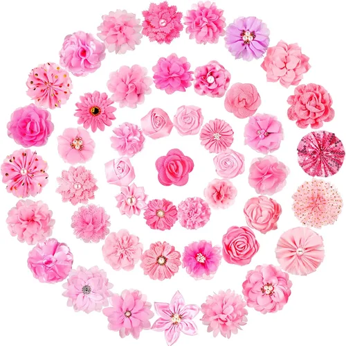 Vista 9 de Hoteam Juego de 50 piezas de collar de flores para perro, lazos para mascotas, para bodas, fiestas de cumpleaños, día de San Valentín, perros