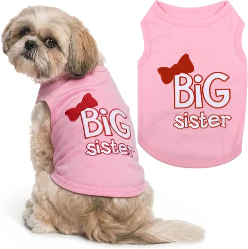 Vista 39 de Parisian Pet - Camiseta para perros y gatos, con texto en inglés Big Sister, 2XS