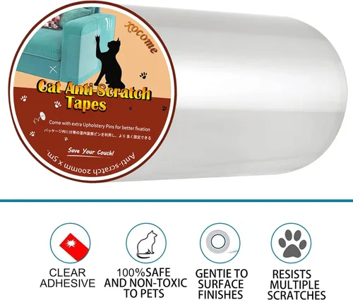 Vista 7 de Cinta antiarañazos para gatos, 7.9 in x 16.4 ft, transparente protector de muebles para gatos, para sofá, alfombra, puertas