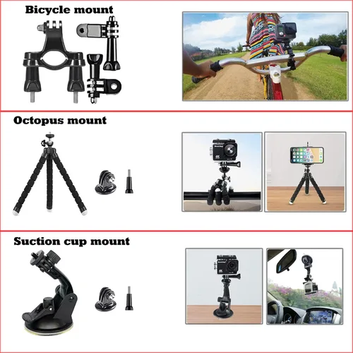 Vista 3 de Kit de accesorios para cámara 60 en 1 compatible con GoPro Hero 13 12 11 10 9 8 7 6 /Session 5/Hero 4/3+/3/2/1, Insta360, DJI Osmo Action, AKASO