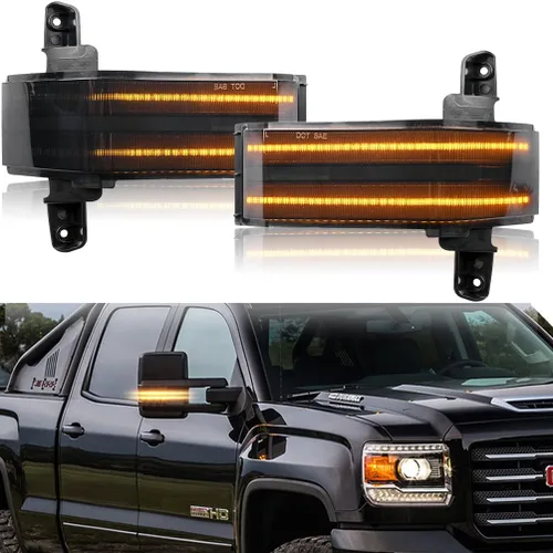 NJSBYL Lámpara Marcadora LED de Espejo Lateral Para Chevy Silverado GMC Sierra 1500 2500HD 3500HD 2016 2017 2018 2019 Lente Ahumado LED Ámbar Kits