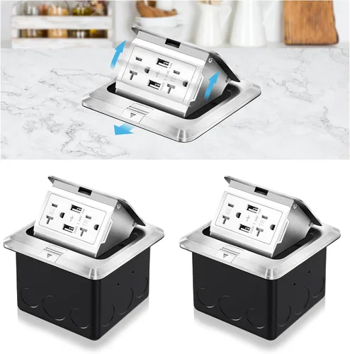 Vista 27 de Kit de toma de corriente eléctrica empotrada en el suelo Vagueior, caja de cubierta impermeable para toma de corriente eléctrica, toma de corriente