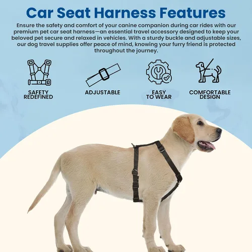 Vista 3 de FidoRido Asiento de coche para perro, asiento elevador para mascotas, sistema de restricción de seguridad, kit de expansión de arnés y correa