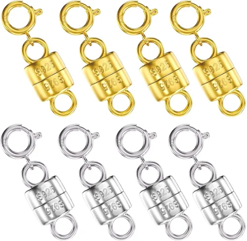 Vista 12 de OHINGLT Cierres y cierres magnéticos para collares de plata de ley 925, convertidor de cierre magnético en oro y plata para suministros