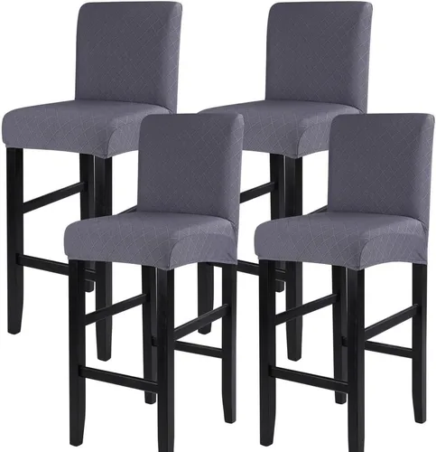 Vista 35 de SearchI Juego de 2 fundas de jacquard para taburetes de bar, elásticas y lavables, fundas para sillas de altura de mostrador para cocina, comedor
