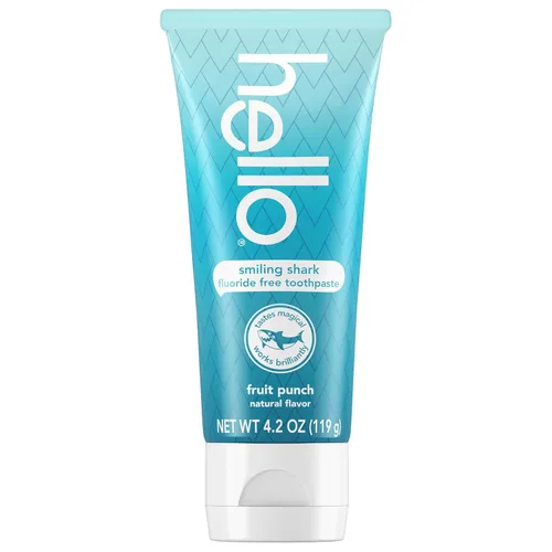 Vista 9 de Hello Smiling Shark Pasta dental sin flúor para niños, sabor natural a ponche de frutas, tubo de 4.2 oz (paquete de 3)