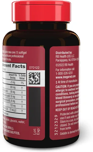 Vista 20 de MegaRed - Aceite de krill Omega-3 350mg cápsulas blandas (130 unidades en una botella), ácidos grasos omega-3 EPA y DHA sin regusto a pescado a