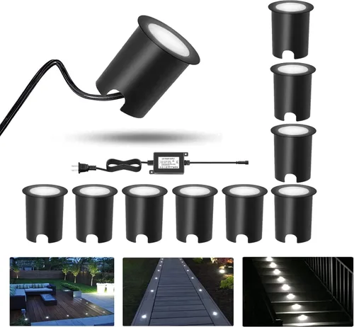 Vista 11 de RNEHON - Luz LED empotrable blanca natural, 12 V, luces de bajo voltaje con carcasa protectora, Φ1.18 luces de paisaje al aire libre para jardín