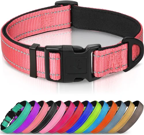 Vista 10 de Joytale - Collar reflectante para perro, collar de nailon transpirable con acolchado de neopreno suave para mascotas, ajustable para cachorros