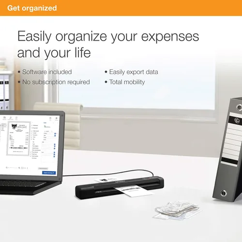 Vista 4 de Epson Workforce ES-55R Escáner móvil de recibos y documentos con software de gestión de recibos para PC y Mac